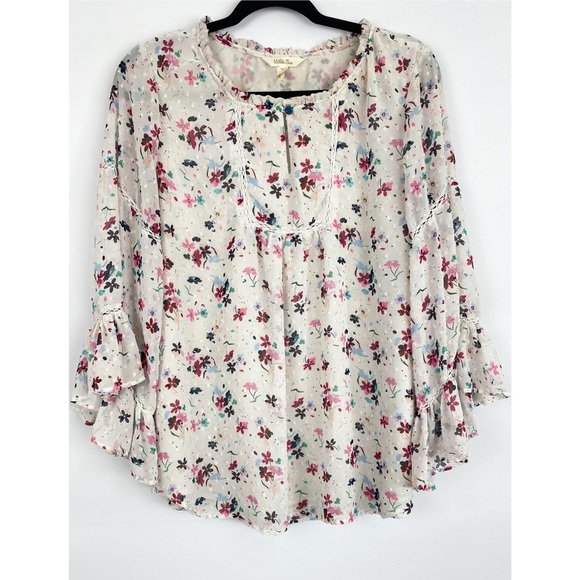 Matilda Jane Tops - Matilda Jane What's Up‎ Buttercup Floral Blouse, White - Size L